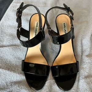 Karl Lagerfeld Paris patent leather heels 8 black